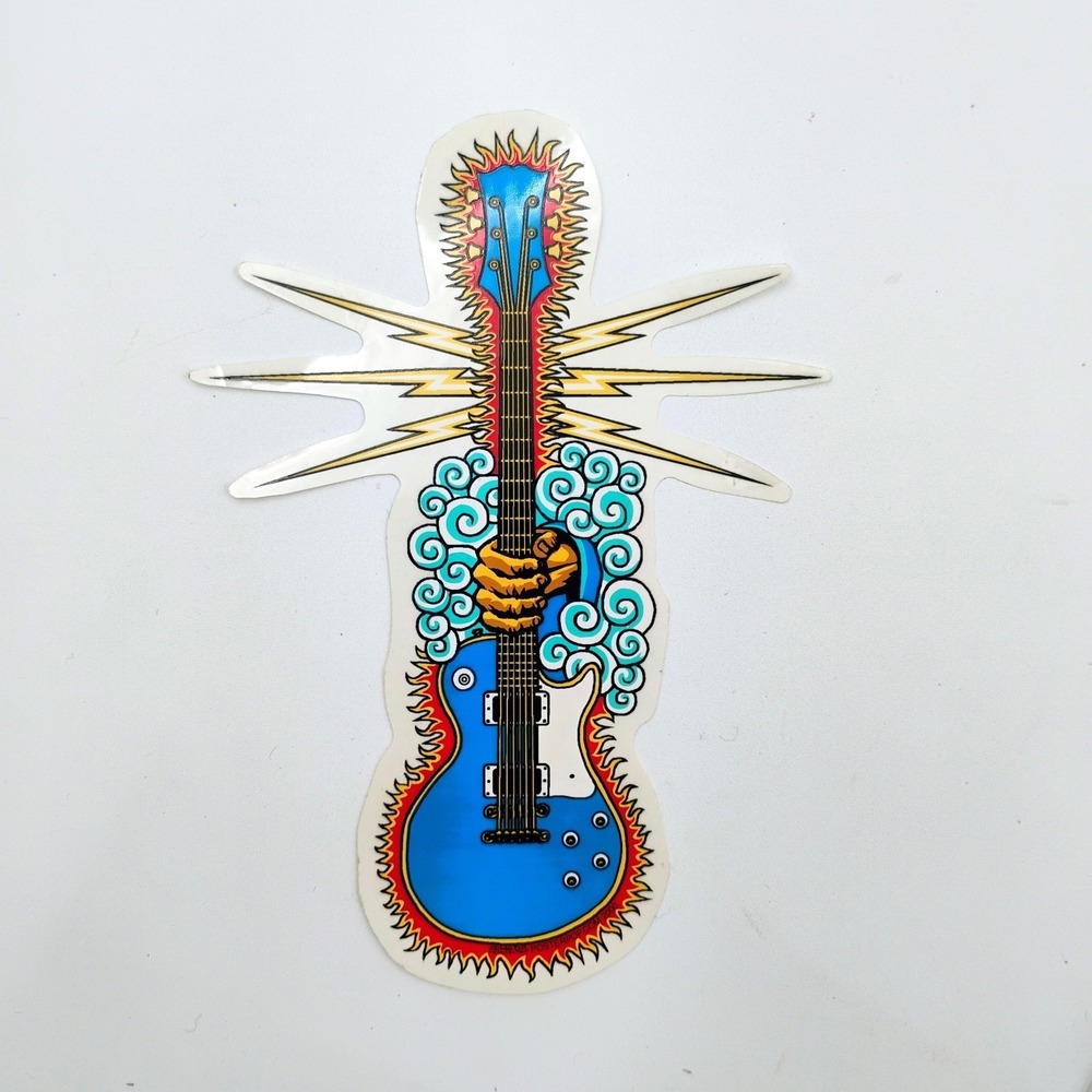 VTG Almera Psychedelic Blue Electric Guitar Vinyl Sticker Graphic Decal Rock Art